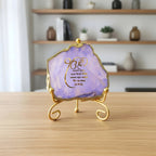 Agate Starting of Mool Mantra Showpiece with Metal Stand - White