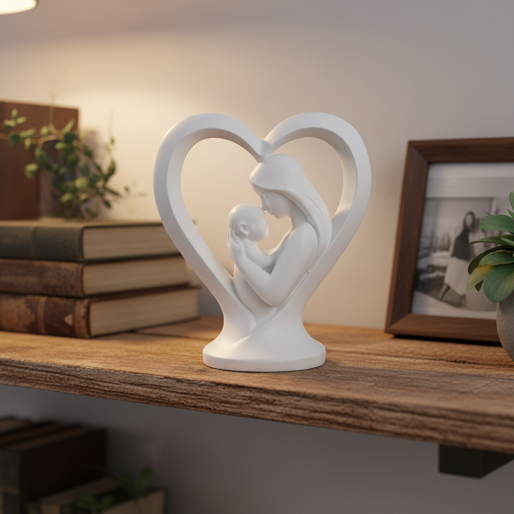 Mother Baby Big Heart Showpiece