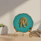 Agate Metal Krishna Showpiece with Metal Stand - White