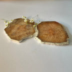 Brown  Crystal Agate Coaster With Silver Plating