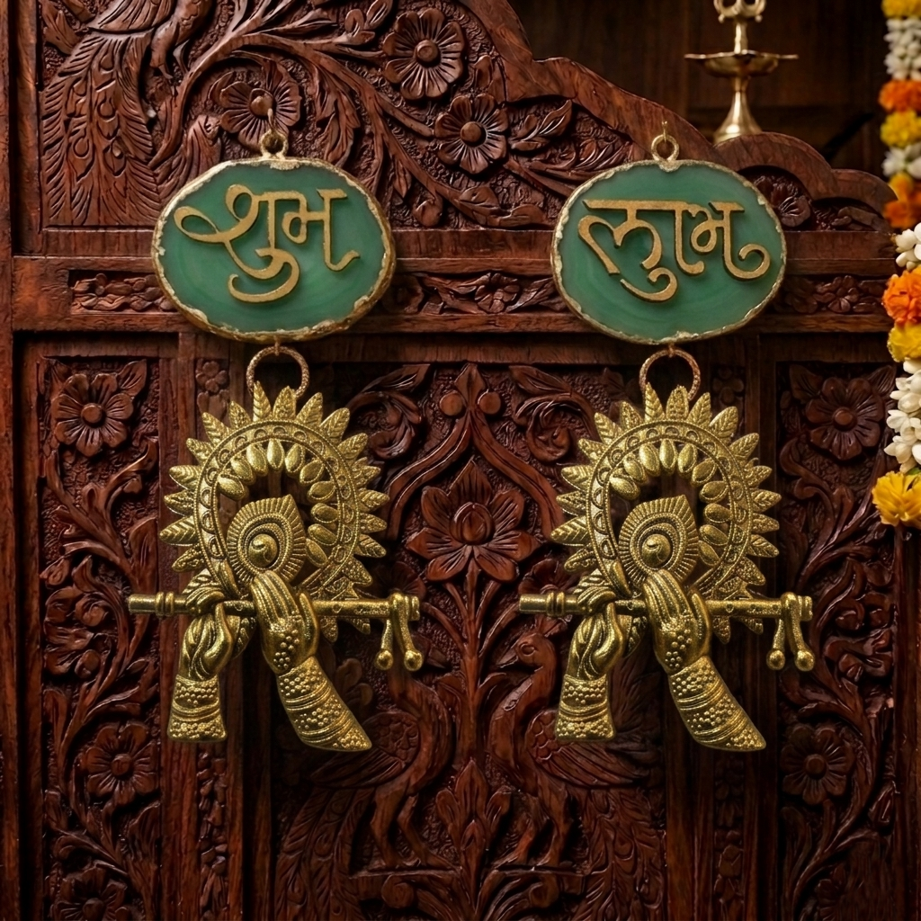 Agate Shubh Labh Metal Krishna Bansi Hangings