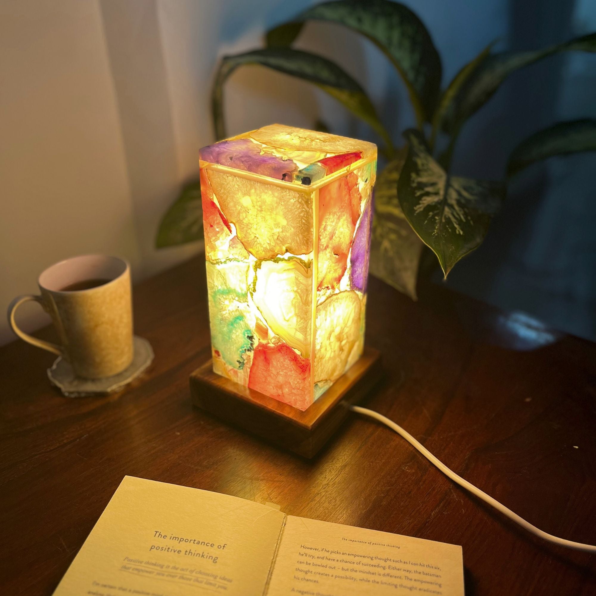 Multi color Agate Table Lamp
