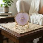 Agate love laughter forever Showpiece with Metal Stand - Purple