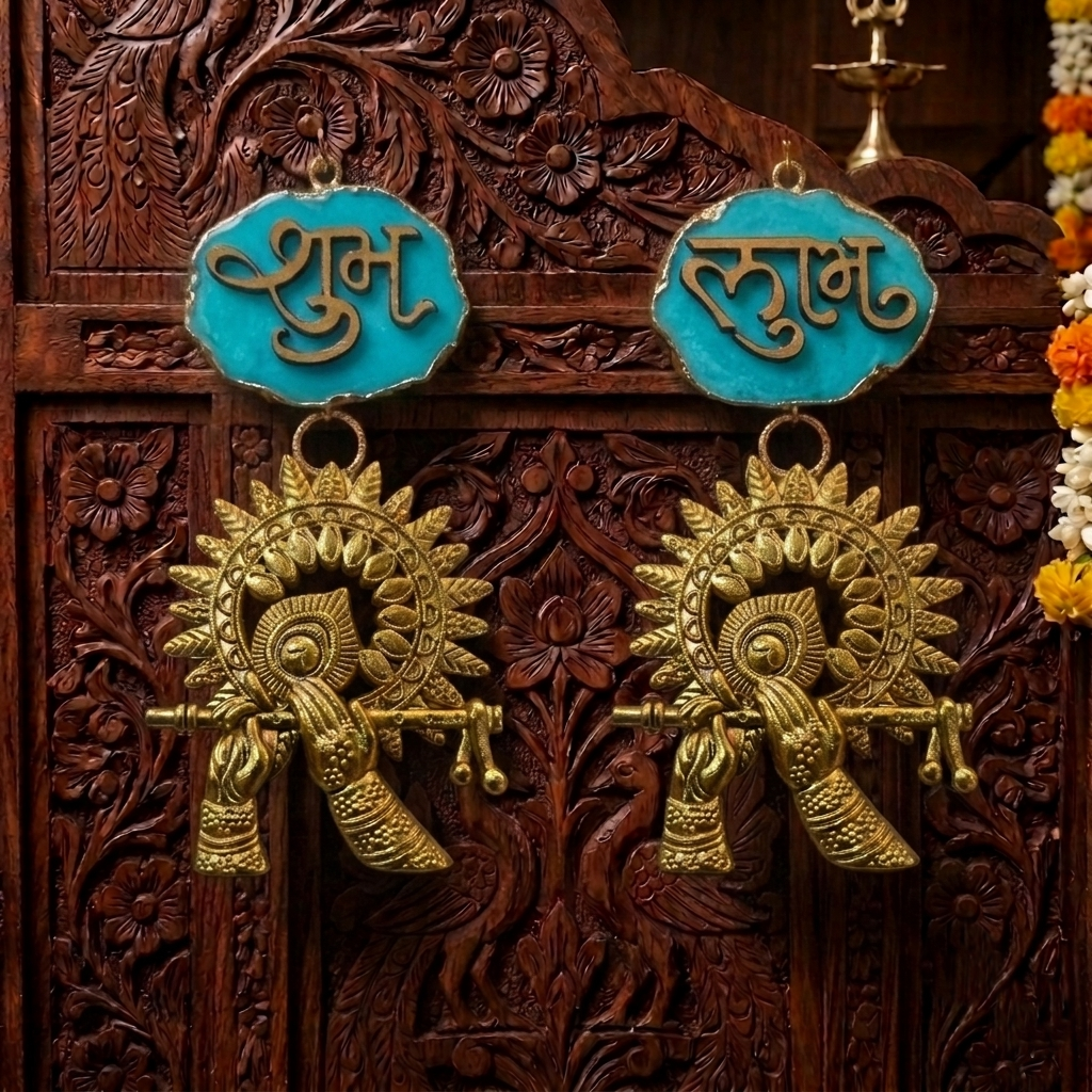 Agate Shubh Labh Metal Krishna Bansi Hangings