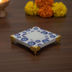 Marble Resin Polished Chowki With Gold Legs