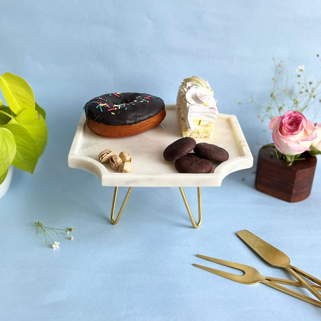 Round sunflower shape Natural Marble Pastry Stand
