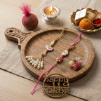Evil Eye Blue Lumba Rakhi Set With Roli Chawal and Nariyal With Gift Box