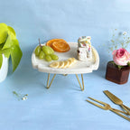 Hexagonal leaf shape Natural Marble Pastry Stand