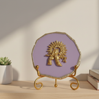 Agate Metal Krishna Showpiece with Metal Stand - Green