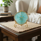 Agate love laughter forever Showpiece with Metal Stand - Turquoise
