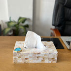 Turquoise Agate with  Mother of Pearl Tissue Box Holder