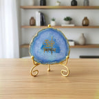 Agate Om Namah Shivay Showpiece with Metal Stand - Pink