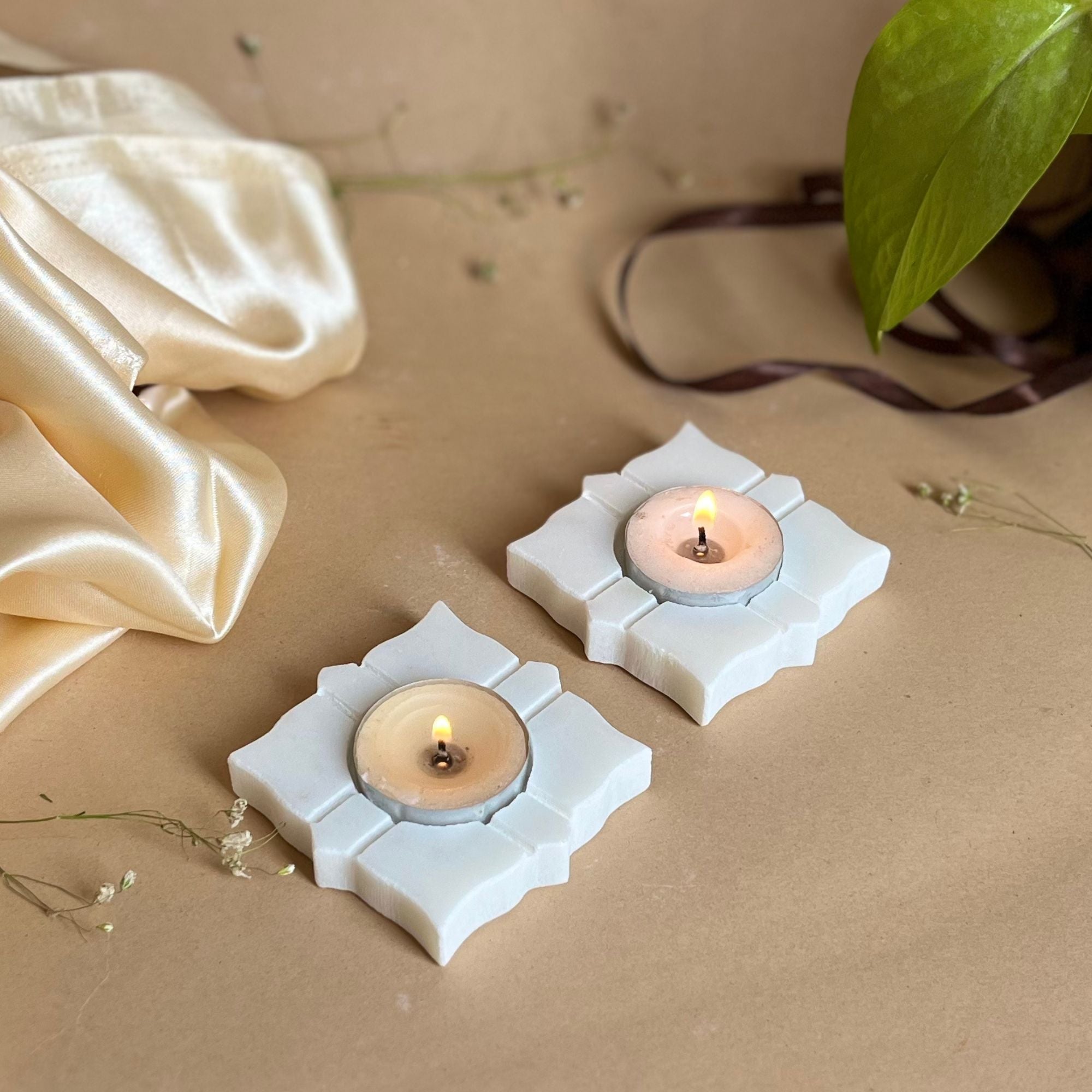 Yan Ying Design Marble tea light Holder Set of 2