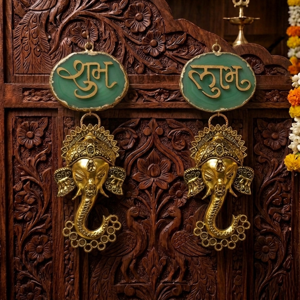 Agate Shubh Labh Metal Ganesha Hangings