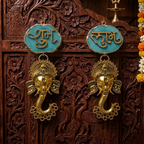 Agate Shubh Labh Metal Ganesha Hangings