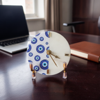 Marble Resin Finished Desk Clock With Metal Stand