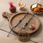Evil Eye Blue Lumba Rakhi Set With Roli Chawal and Nariyal With Gift Box