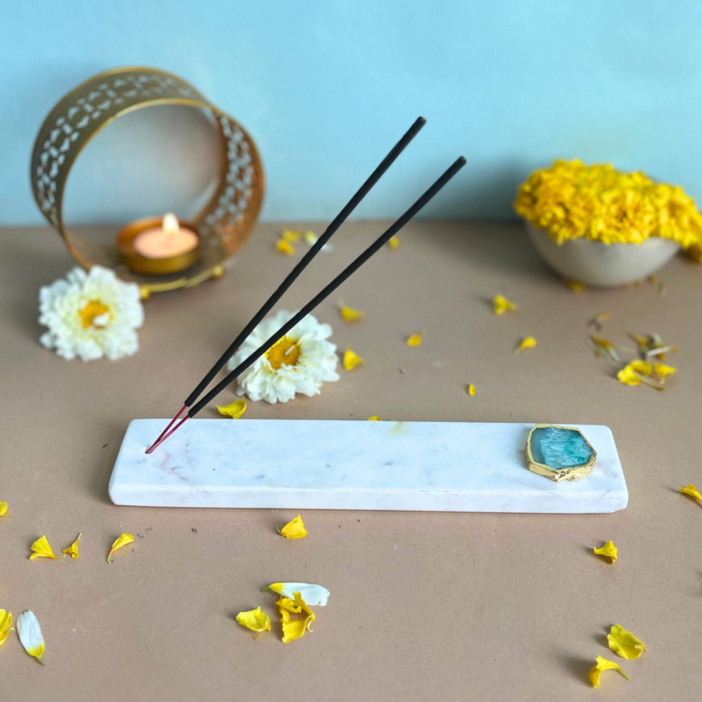 Pink Agate With  marble Incense Holder