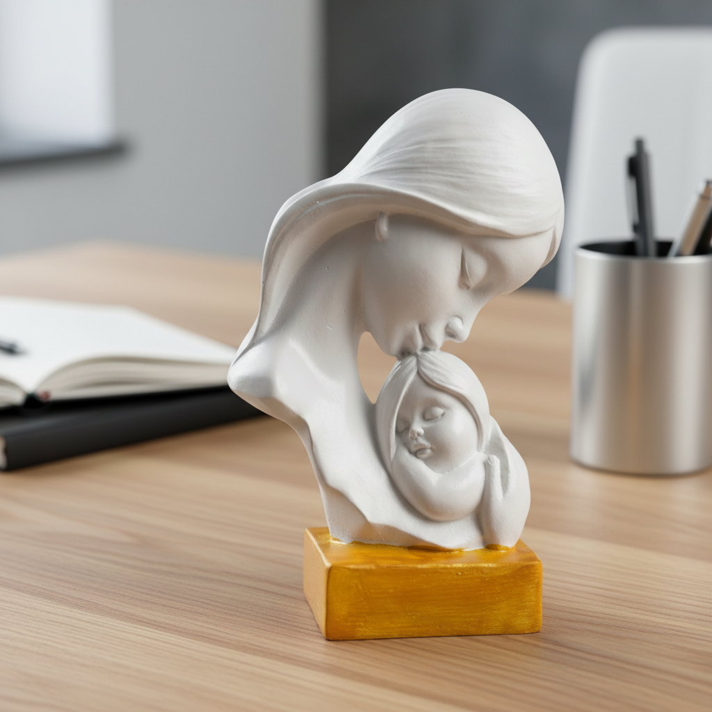 Mother Baby Showpiece With Yellow Base