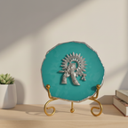 Agate Silver Metal Krishna Showpiece with Metal Stand - White
