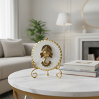 Marble Metal Ganesha Showpiece With Metal Stand