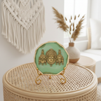 Agate Metal Venketeshwar Showpiece with Metal Stand - Pink