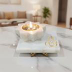 Marble Square Chowki With Marble Brass Diya