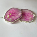 White  Crystal Agate Coaster With Silver Plating