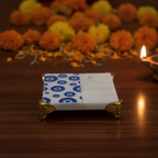 Marble Resin Polished Chowki With Gold Legs