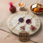 Agate Lumba Rakhi Set With Roli Chawal and Nariyal With Gift Box