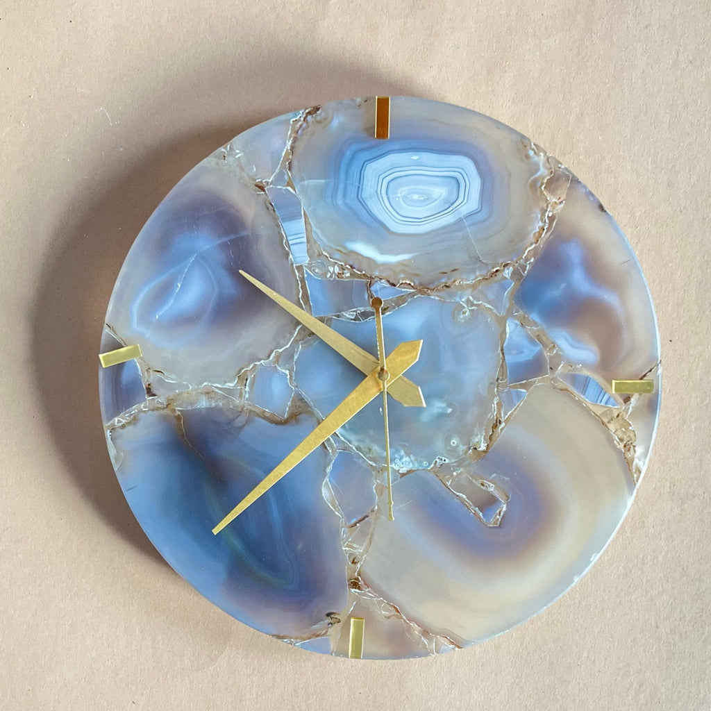 Blue  Agate Round Wall Clock