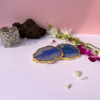 Pink  Natural Brazilian Agate Coaster With  Gold Plating