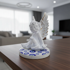 Baby Angel With Evil Eye Round Marble Base