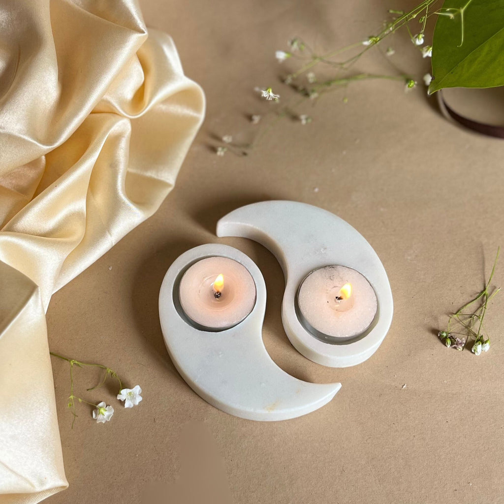 Yan Ying Design Marble tea light Holder Set of 2