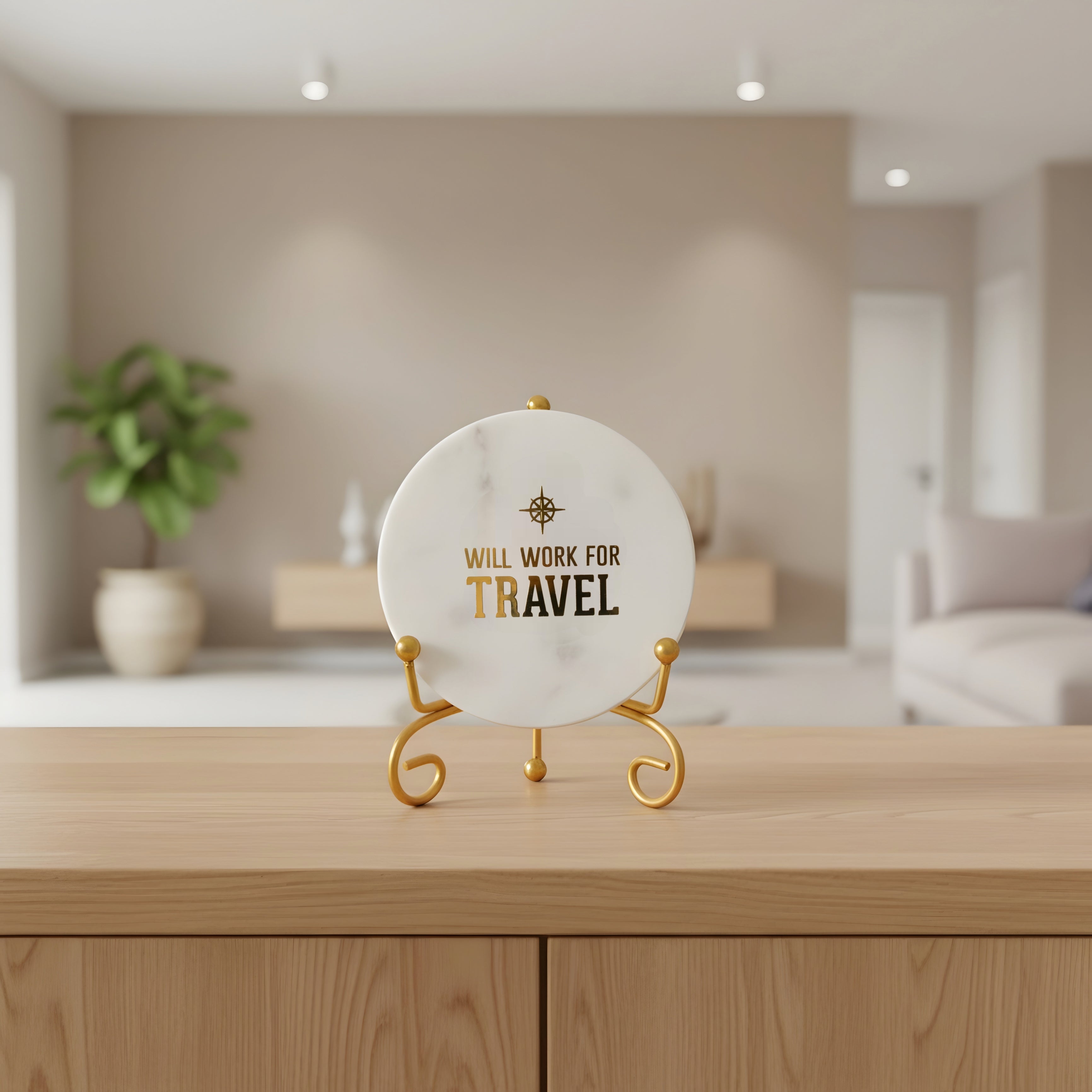 Marble Will work for travel Showpiece With Metal Stand