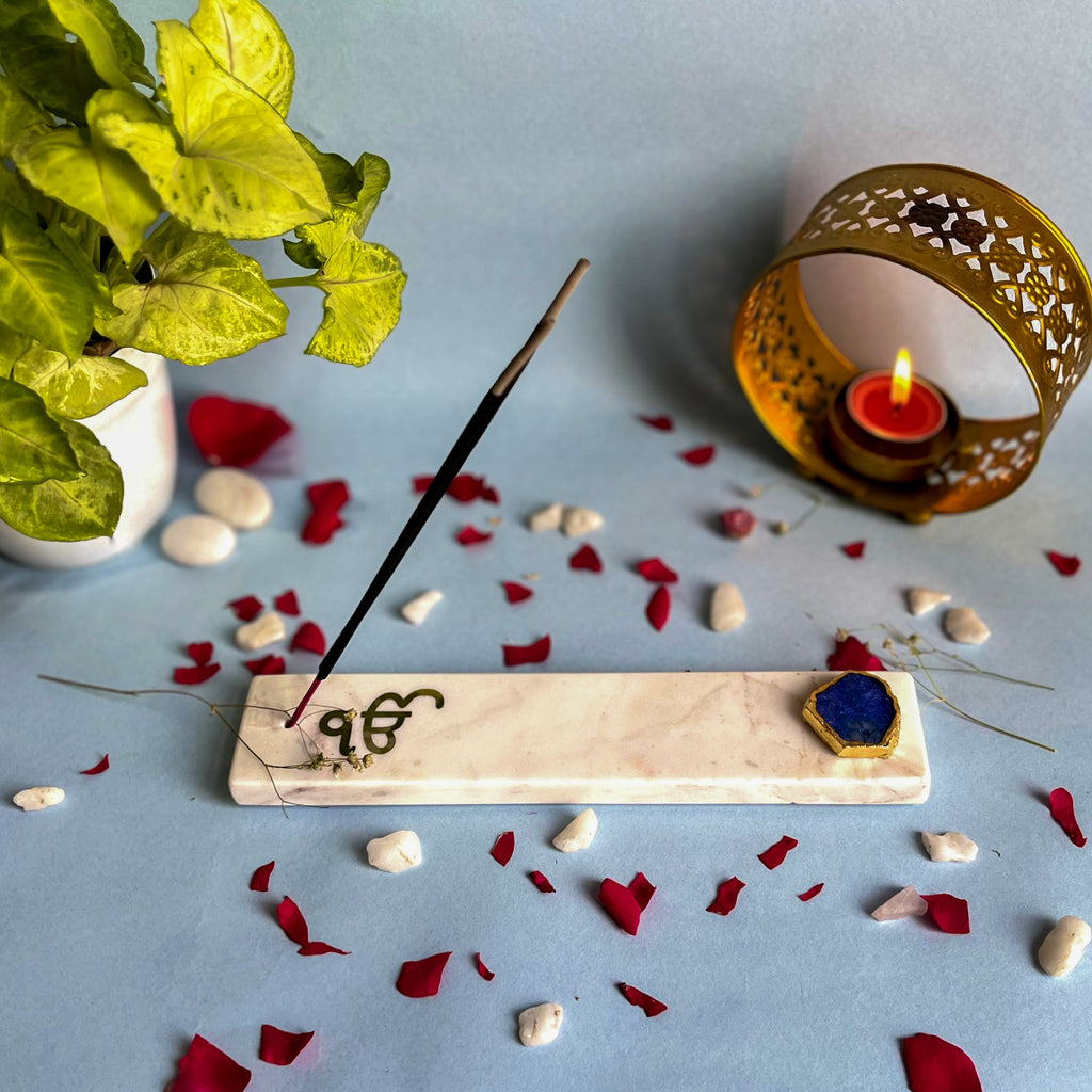 Marble with Agate Ik Onkar Agarbatti Stand