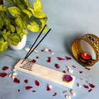 Marble with Agate Namokar Mantra Agarbatti Stand Puja Incense Stick Holder with Ash Catcher Incense Burner