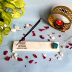 Marble with Agate Namokar Mantra Agarbatti Stand Puja Incense Stick Holder with Ash Catcher Incense Burner