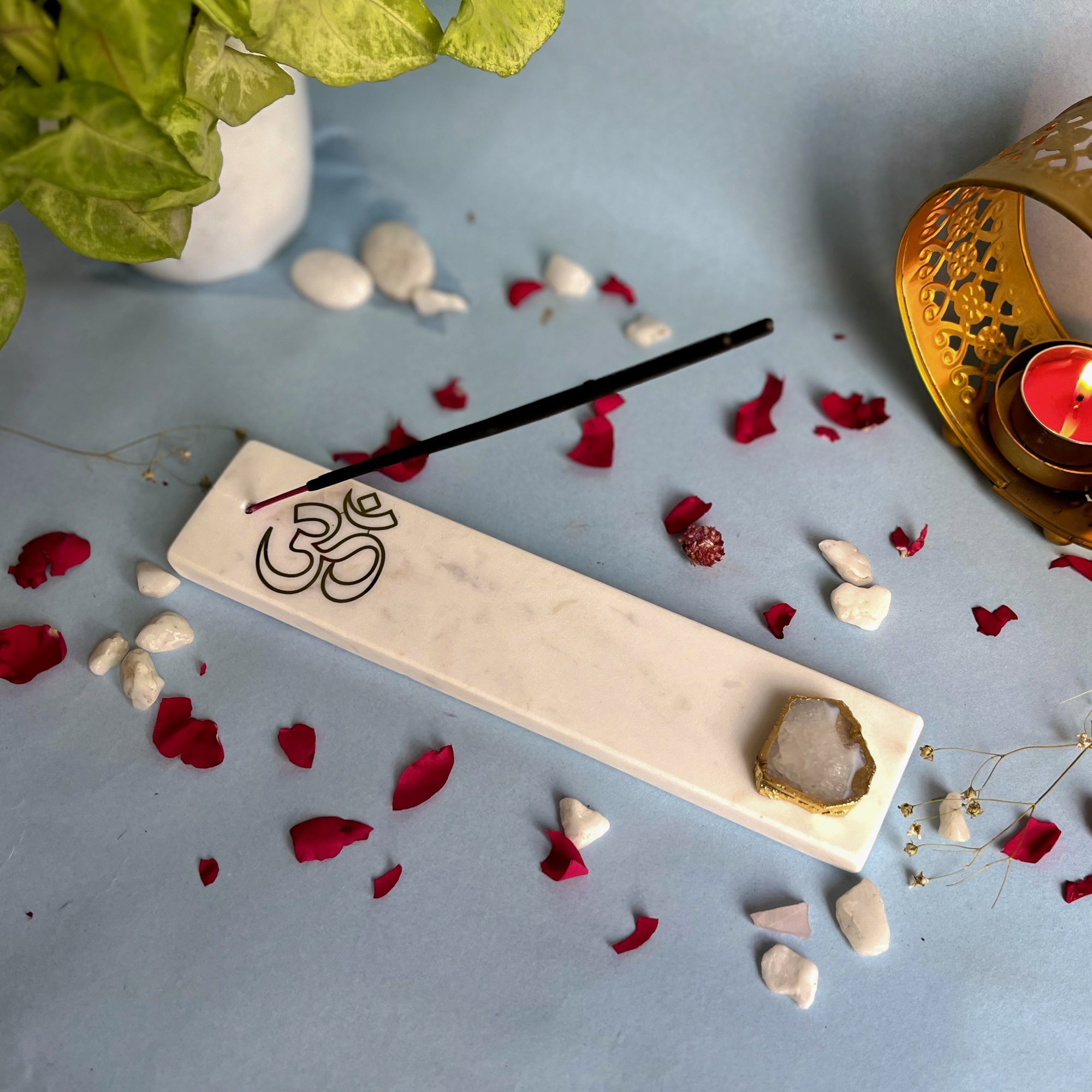 Marble with Agate Om Agarbatti Stand