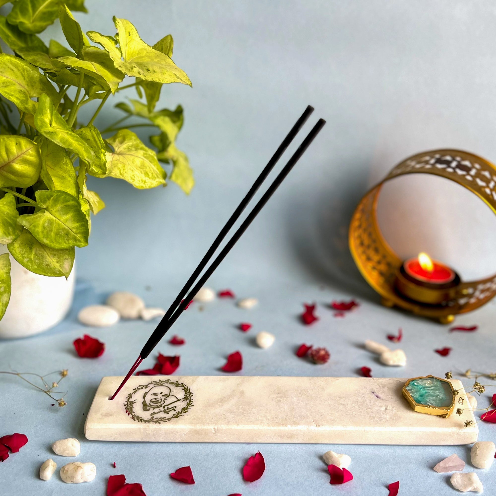 Marble with Agate Guru Ji Agarbatti Stand