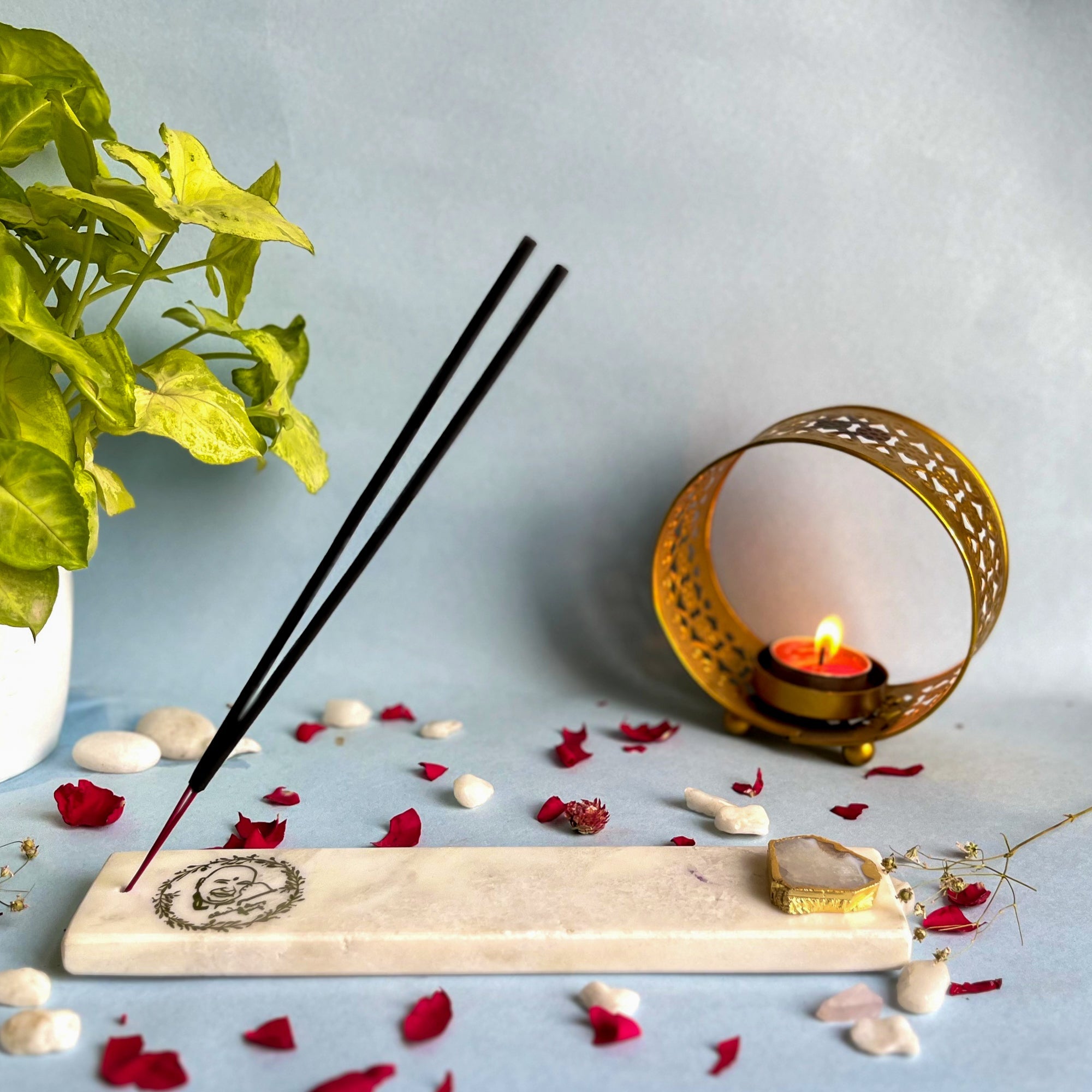 Marble with Agate Guru Ji Agarbatti Stand