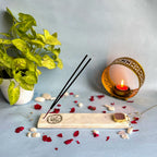 Marble with Rose Quartz Guru Ji Agarbatti Stand