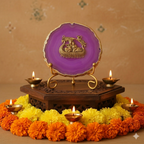 Agate Metal Radha Krishna Showpiece with Metal Stand - Purple