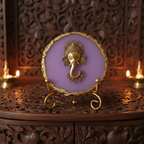 Agate Metal Ganesha Showpiece with Metal Stand - Purple