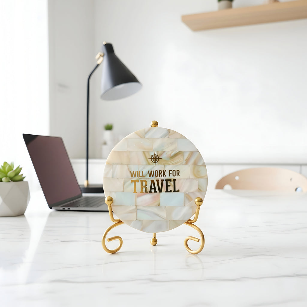 Mother of Pearl Will work for travel Showpiece With Metal Stand