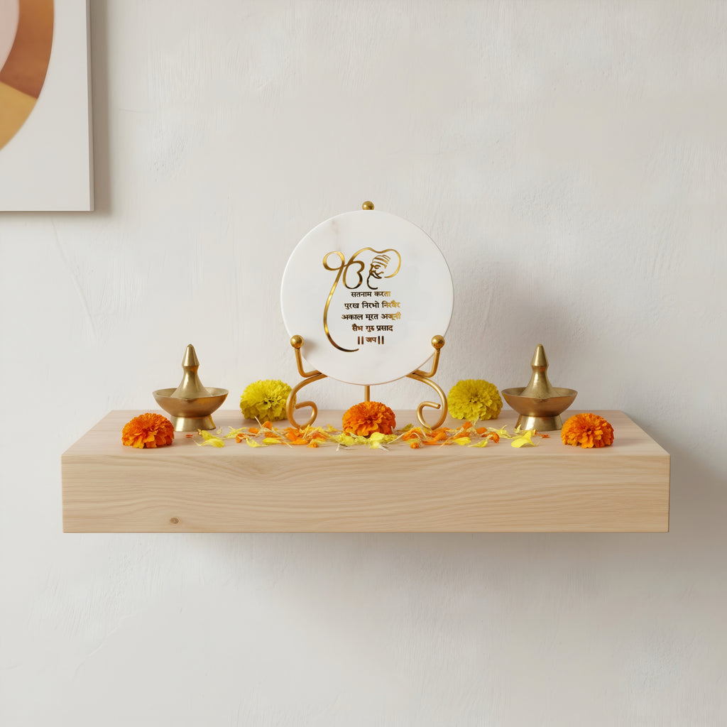 Marble Startng of Mool Mantra Showpiece With Metal Stand