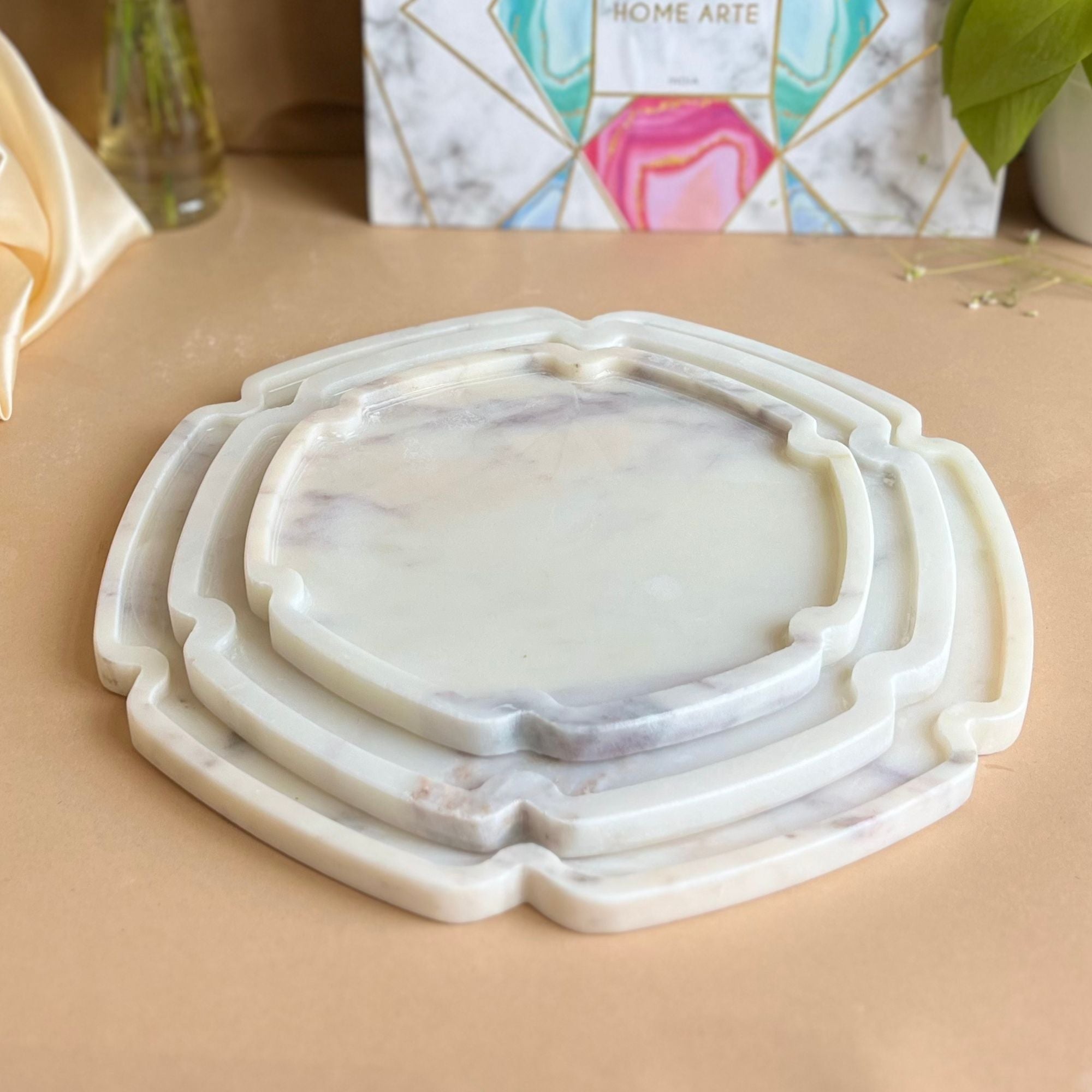 Floral Marble Platter (set of 3)