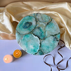 Turquoise Agate Cake Stand with Metal Base - 10 Inches