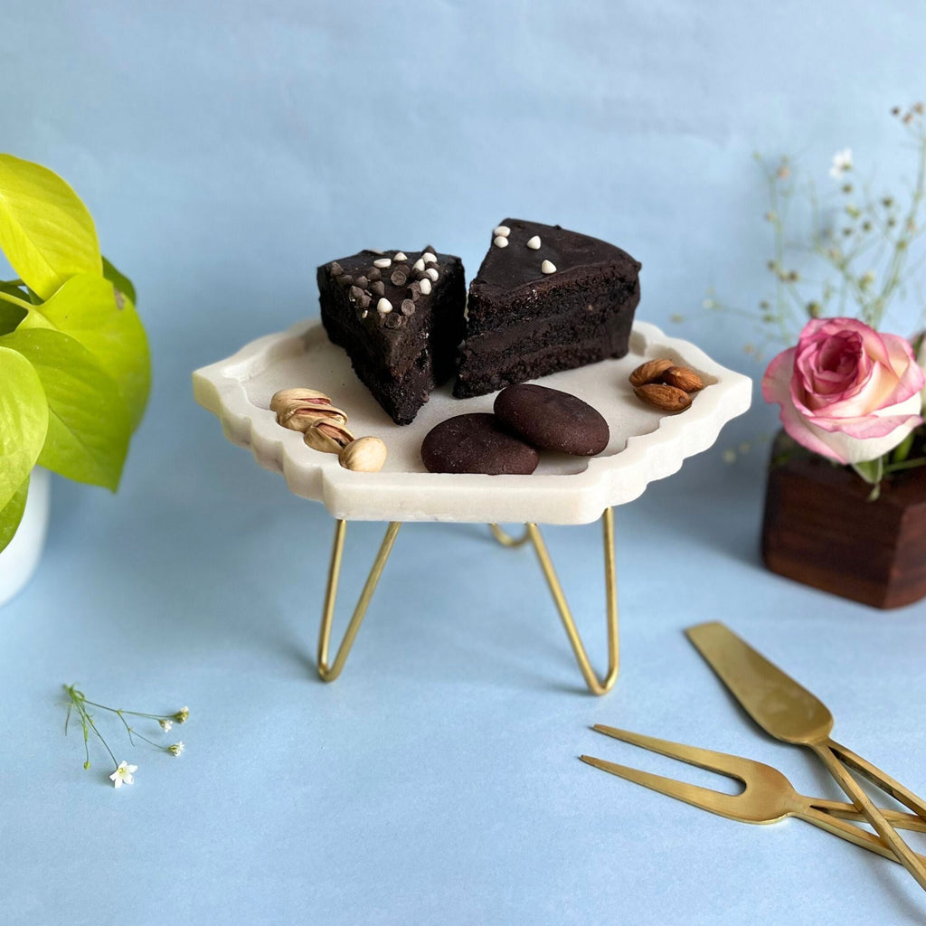 Round sunflower shape Natural Marble Pastry Stand