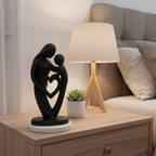 Mother Baby Black Heart Showpiece with White Marble Base